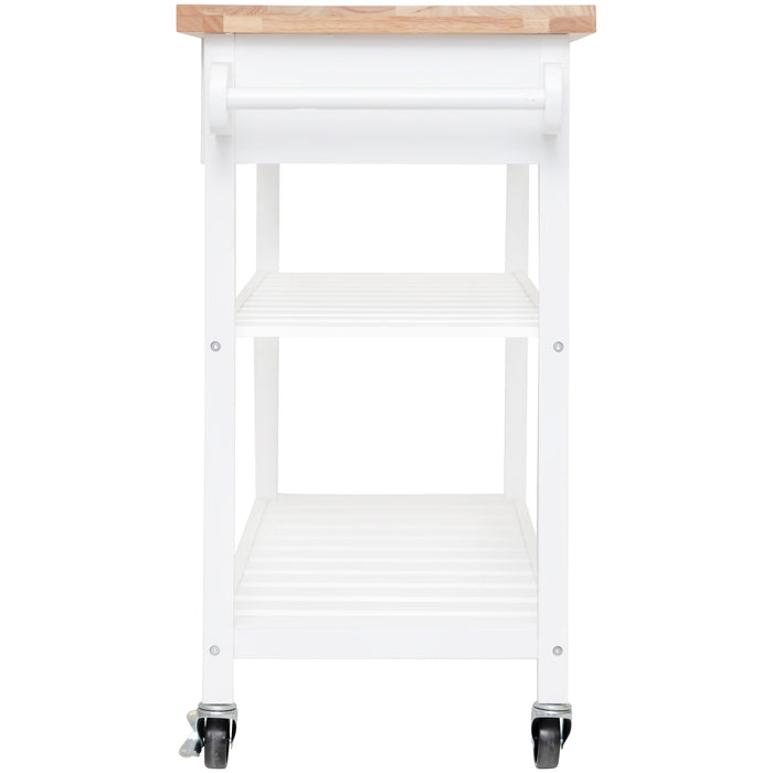 Kitchen Island Trolley with Open Shelves - White