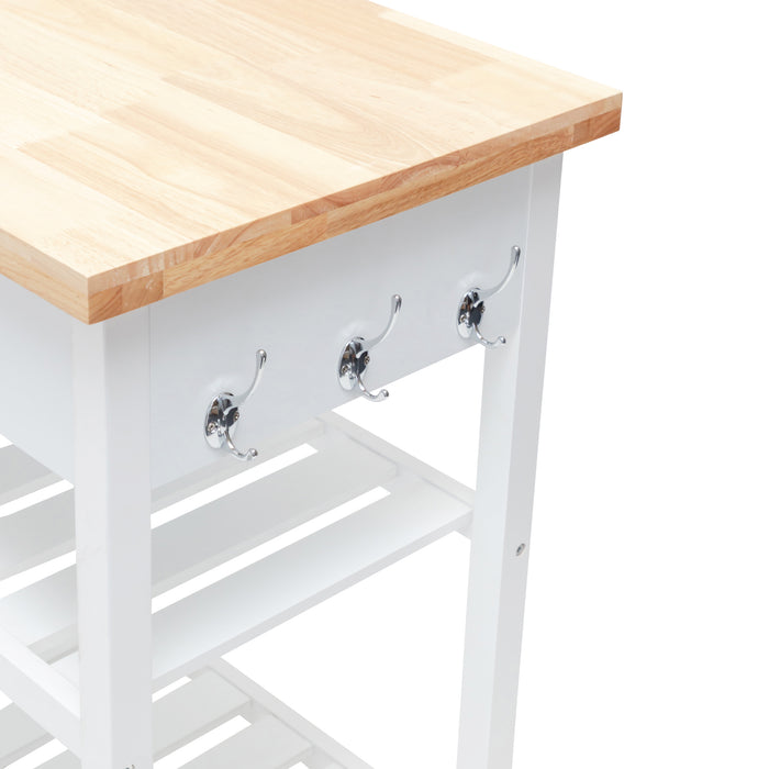 Kitchen Island Trolley with Open Shelves - White