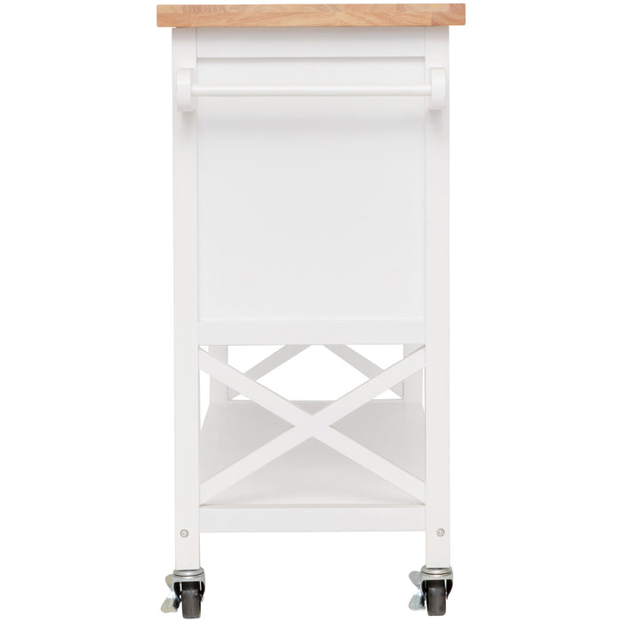 Hamptons Kitchen 2 Door Island Solid Wood Counter Top - White