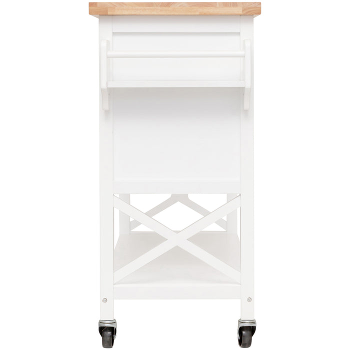 Hamptons Kitchen 2 Door Island Solid Wood Counter Top - White