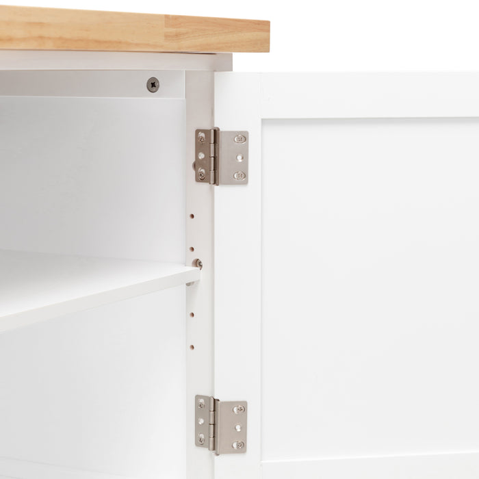 Hamptons Kitchen 2 Door Island Solid Wood Counter Top - White