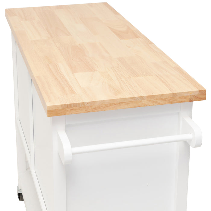 Hamptons Kitchen 2 Door Island Solid Wood Counter Top - White