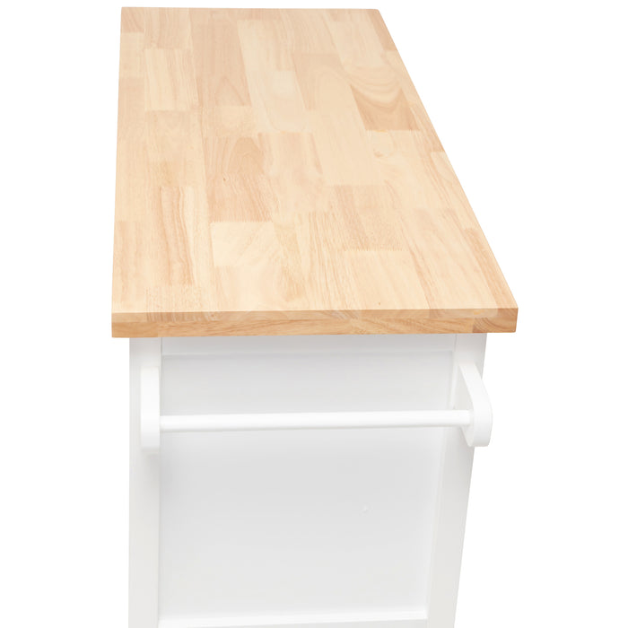 Hamptons Kitchen 2 Door Island Solid Wood Counter Top - White