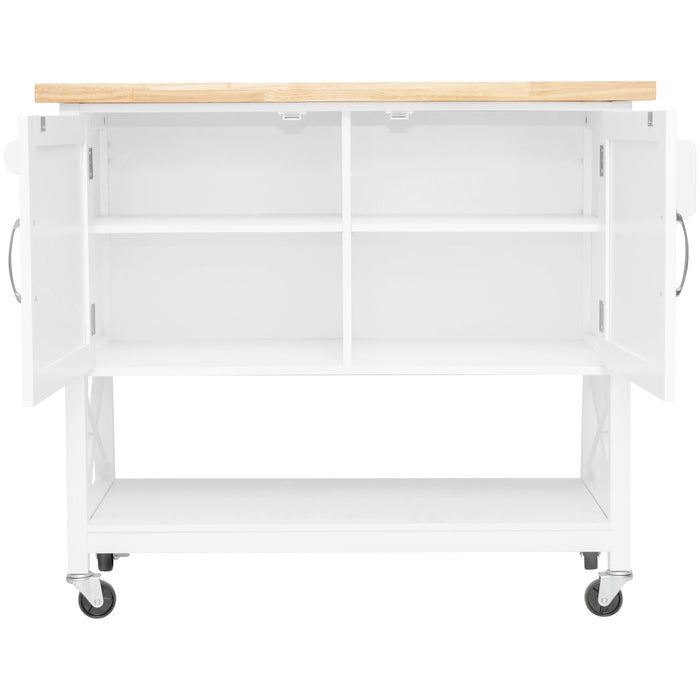 Hamptons Kitchen 2 Door Island Solid Wood Counter Top - White
