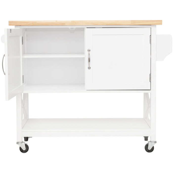 Hamptons Kitchen 2 Door Island Solid Wood Counter Top - White