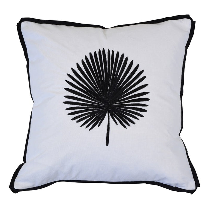 Palma Black Leaf Cushion