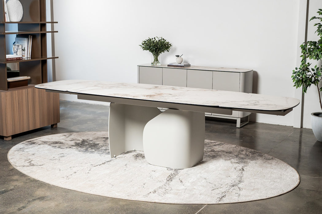 Merano Extension Dining Table Milan White Marble