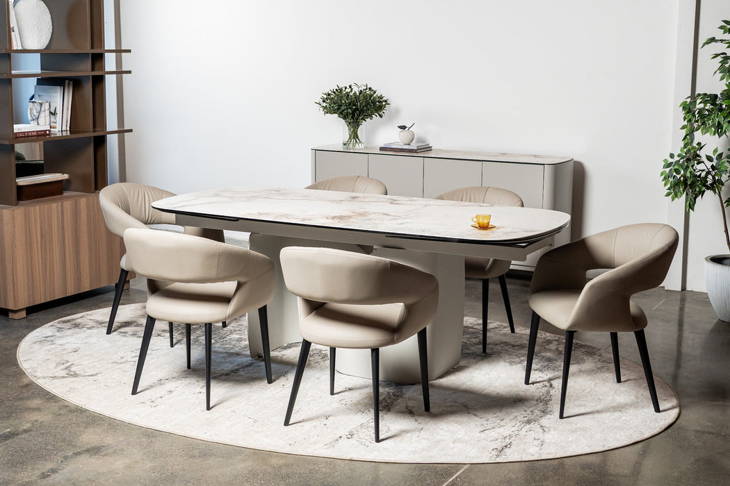 Merano Extension Dining Table Milan White Marble