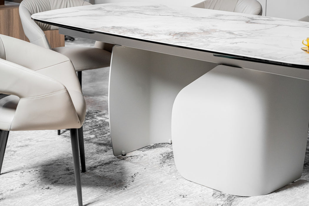 Merano Extension Dining Table Milan White Marble
