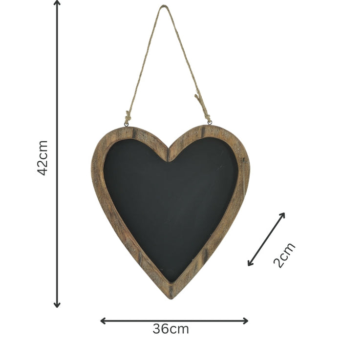 Wood-framed Hanging Heart Blackboard