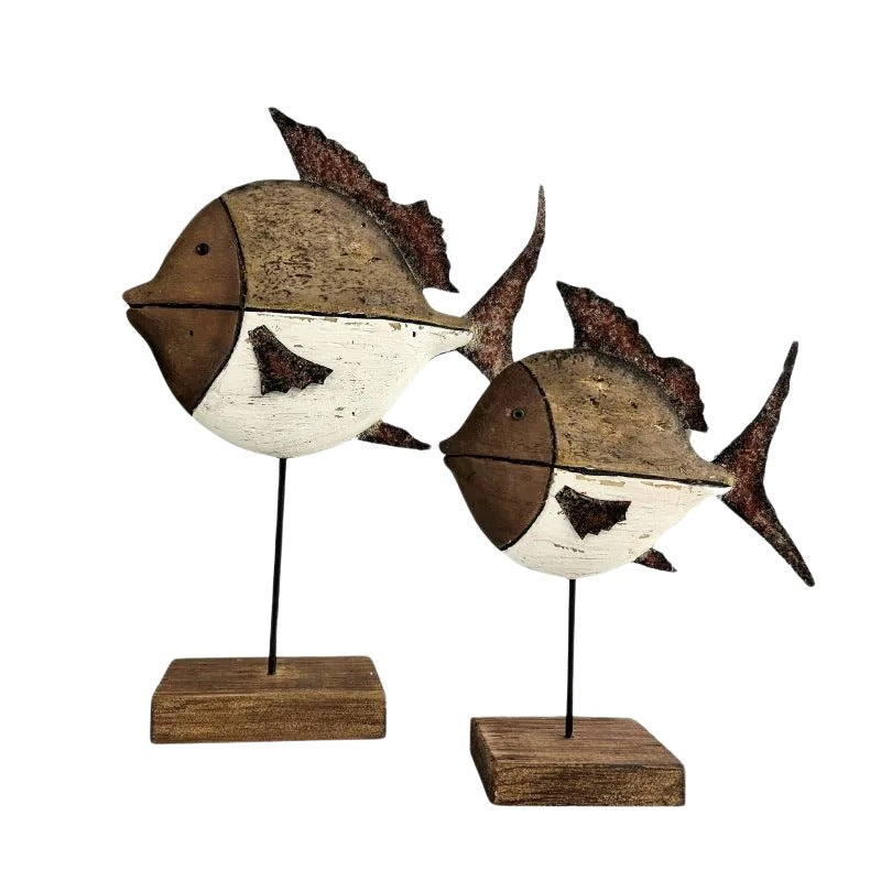 Fish Fsh File Set/2 Asst Size Handcrafted Fish on Base