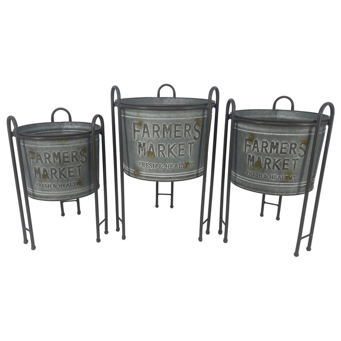 Set/3 Nested Farmers Market Planters on Stands