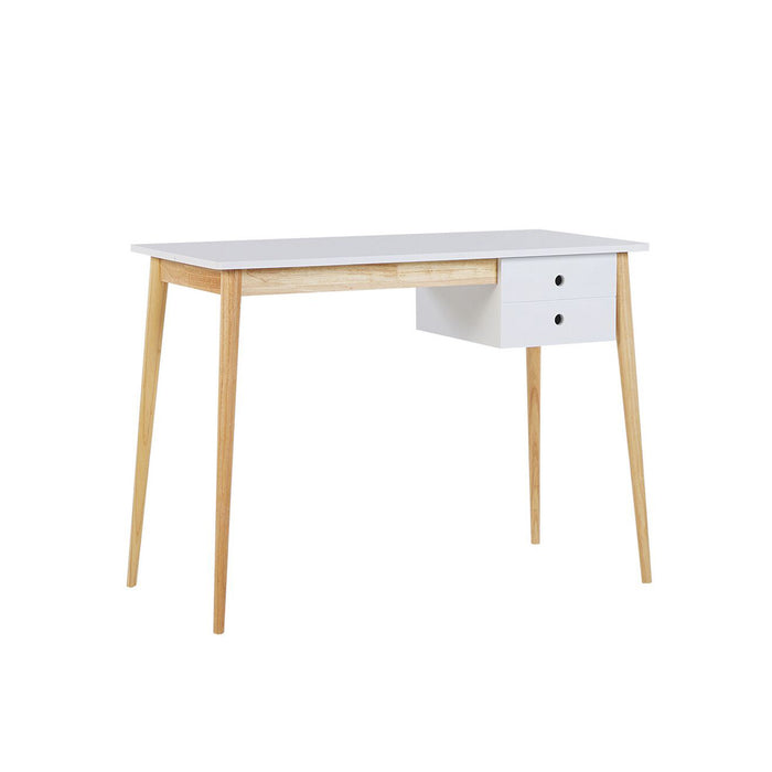 Oslo Desk With Drawer - White And Natural