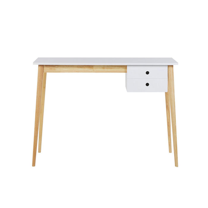 Oslo Desk With Drawer - White And Natural