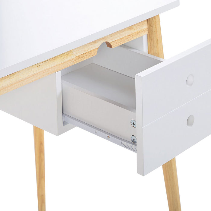 Oslo Desk With Drawer - White And Natural