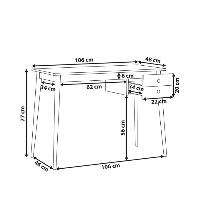 Oslo Desk With Drawer - White And Natural