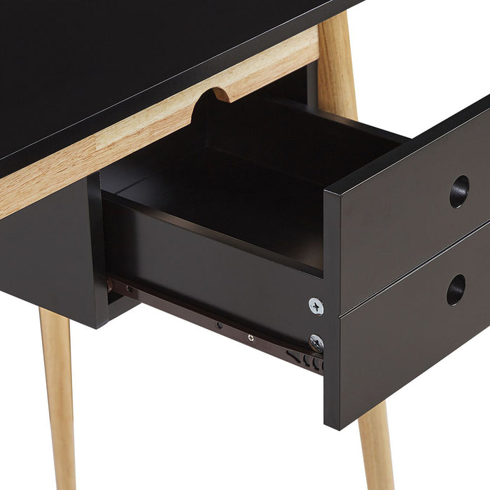 Oslo Desk With Drawer - Black And Natural