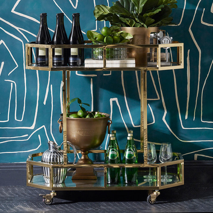 Cafe Lighting and Living Brooklyn Mirrored Bar Cart