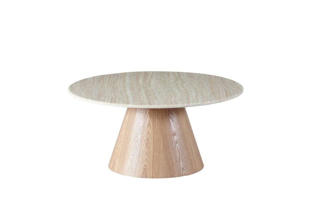Westbury Round Coffee Table White Travertine