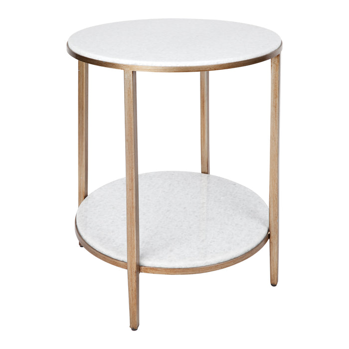 Cafe Lighting and Living Chloe Stone Side Table - Antique Gold