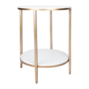 Cafe Lighting and Living Chloe Stone Side Table - Antique Gold