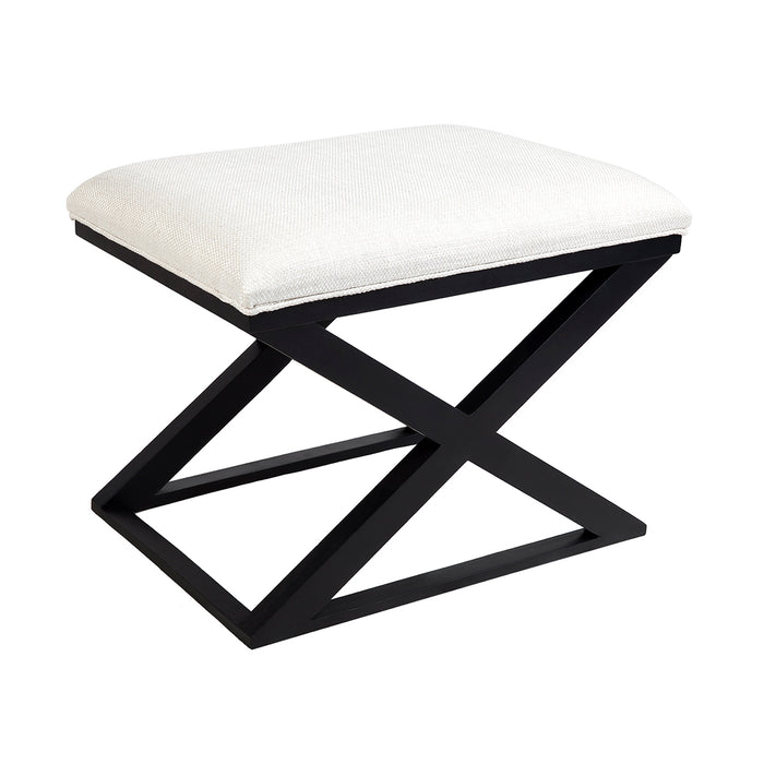 Spencer Black Timber Stool - Natural Linen