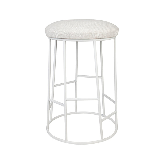 Aiden White Steel Kitchen Stool - Natural Linen