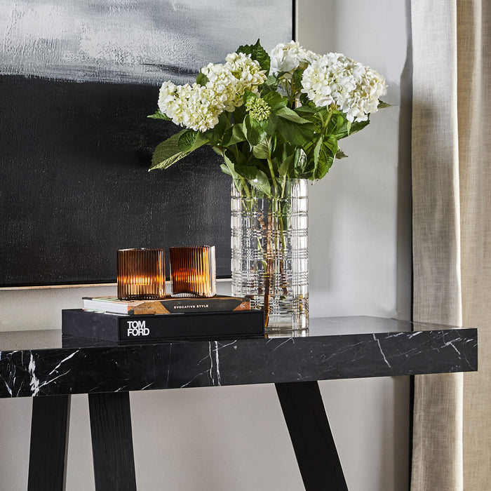 Cafe Lighting and Living Ebony Marble Console Table - Black