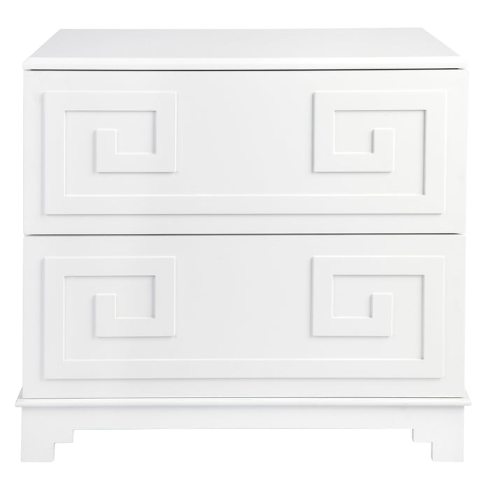 Greek Key Bedside Table - White