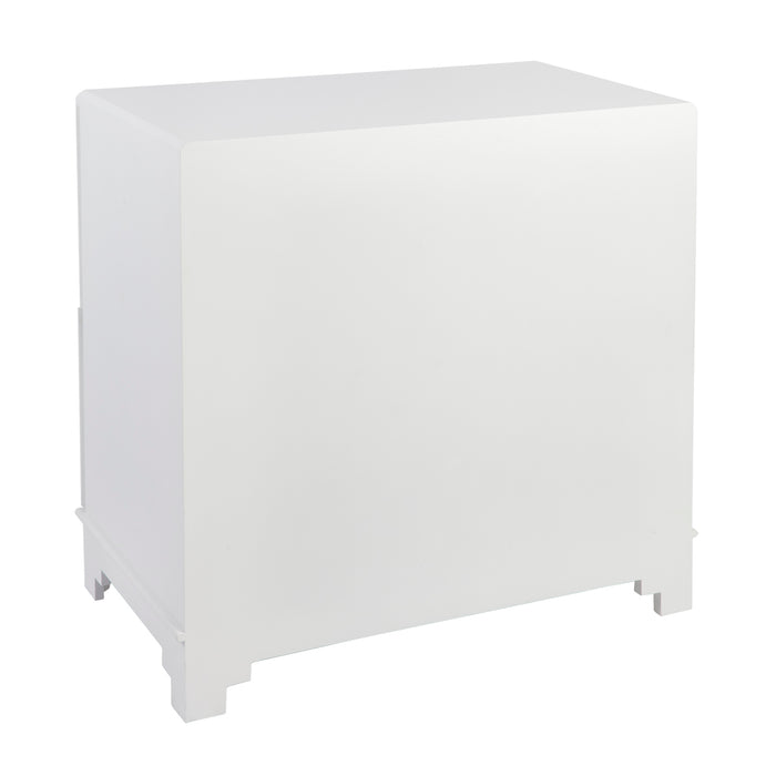 Greek Key Bedside Table - White