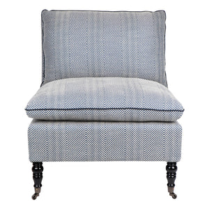 Cafe Lighting and Living Candace Occasional Chair - Chevron Blue Linen