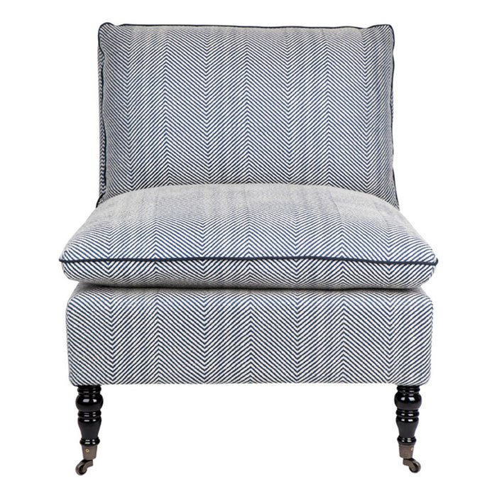 Cafe Lighting and Living Candace Occasional Chair - Chevron Blue Linen