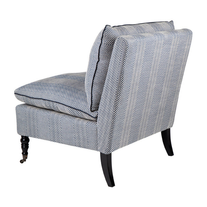 Cafe Lighting and Living Candace Occasional Chair - Chevron Blue Linen