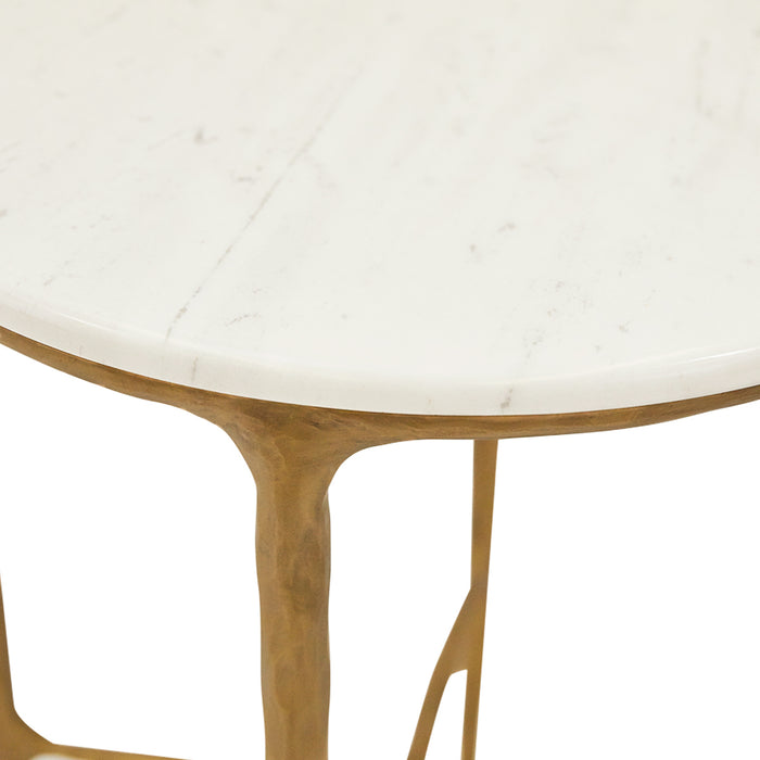 Heston Marble Round Side Table - Brass