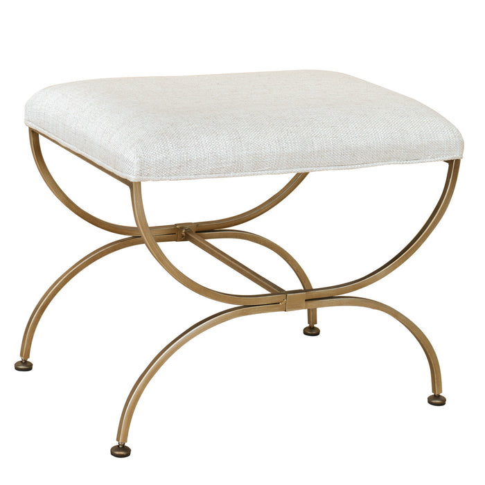 Novak Antique Gold Iron Stool - Natural Linen