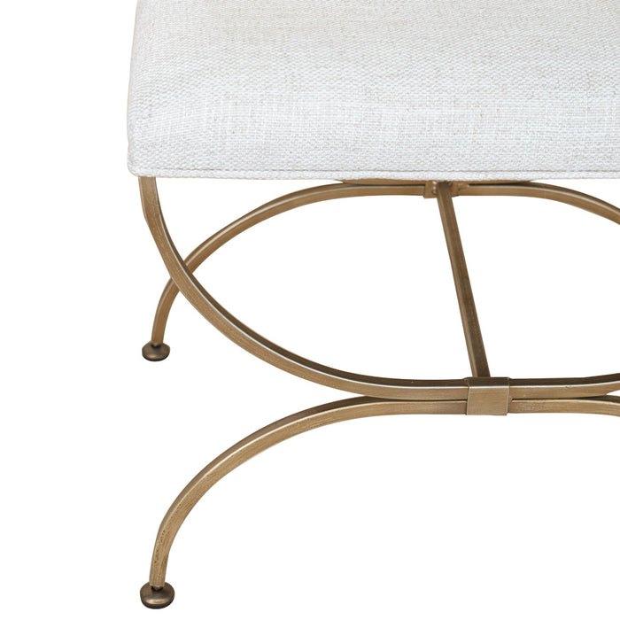 Novak Antique Gold Iron Stool - Natural Linen