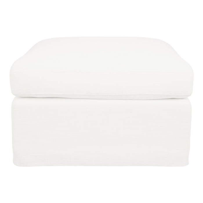 Birkshire Slip Cover Ottoman - White Linen