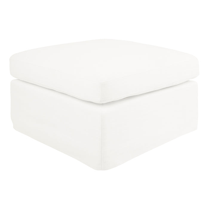 Birkshire Slip Cover Ottoman - White Linen