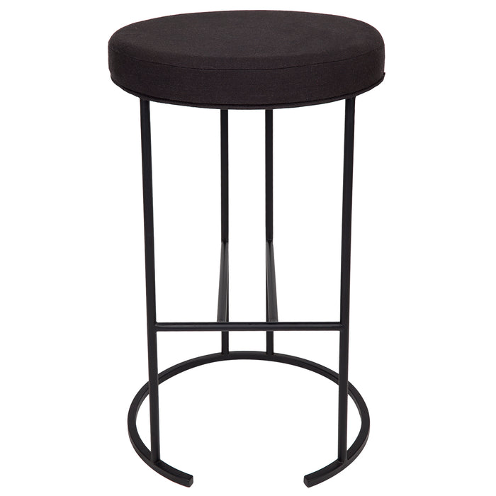 Blackley Black Iron Kitchen Stool - Black Linen