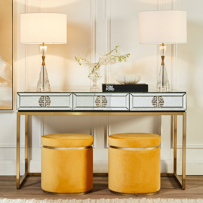 Totti Storage Stool - Yellow Velvet