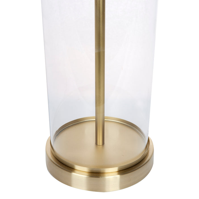 Left Bank Table Lamp - Brass w Natural Shade