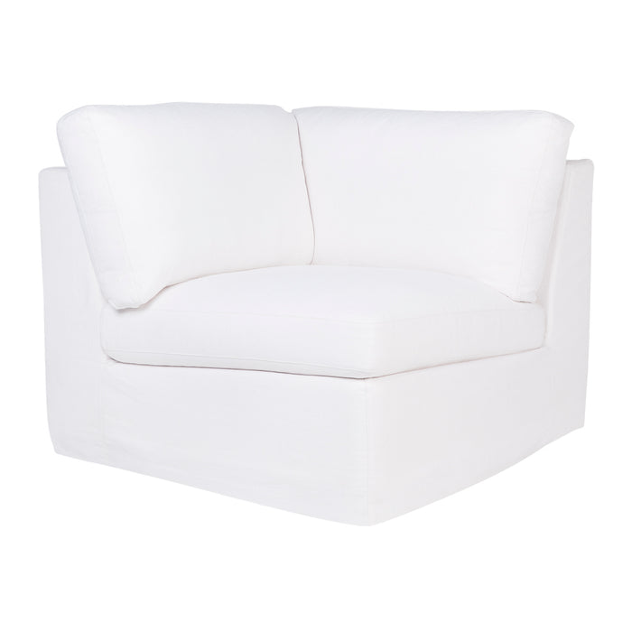 Birkshire Slip Cover Corner Seat Chair - White Linen