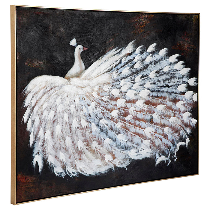 Le Grande Peacock Oil On Canvas Painting