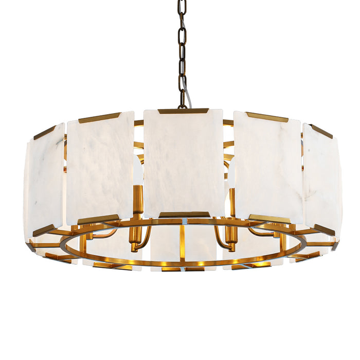 Florence Alabaster Pendant - Round Antique Brass