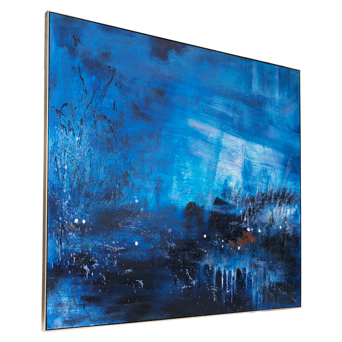 Emerging Blues Oil On Canvas Painting - Extra Large