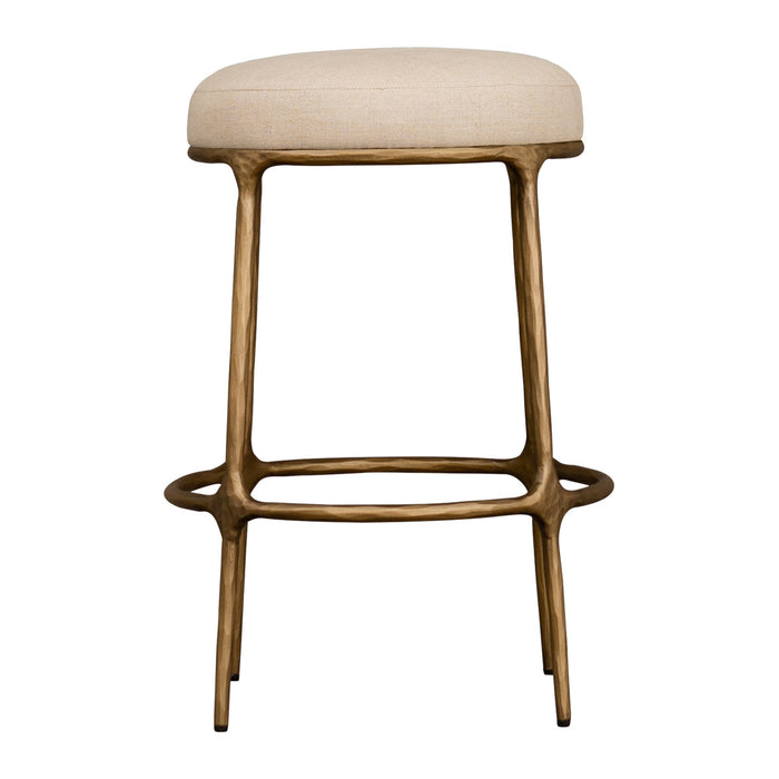 Heston Brass Kitchen Stool - Natural Linen