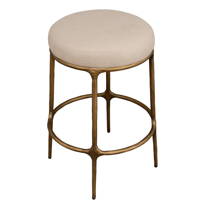 Heston Brass Kitchen Stool - Natural Linen