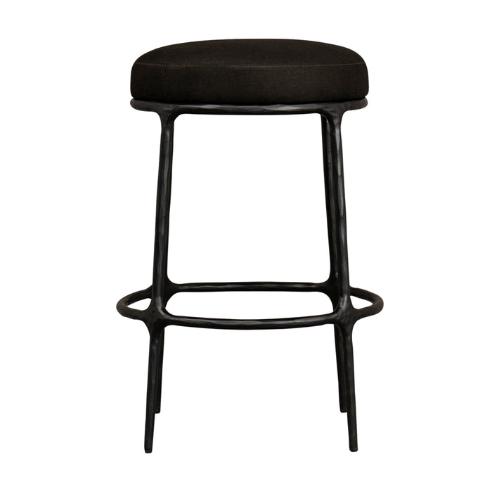 Heston Black Kitchen Stool - Black Linen