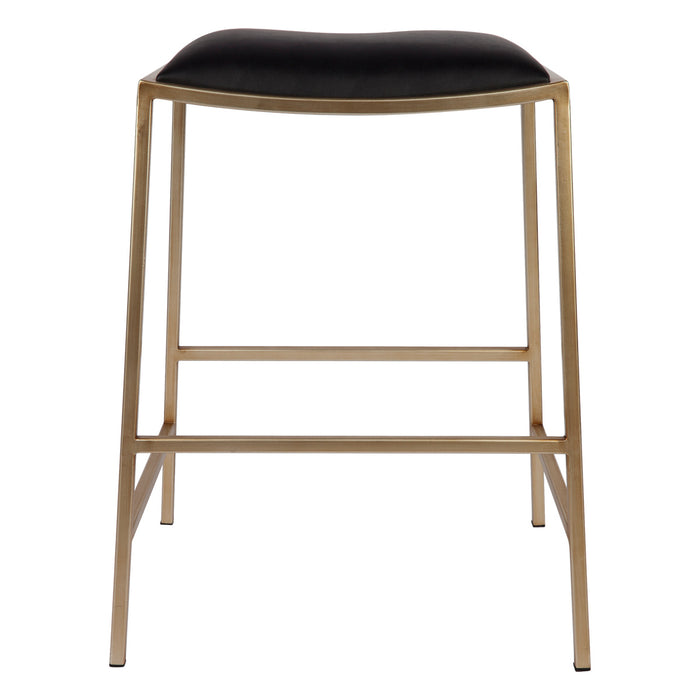 Kai Gold Kitchen Stool - Black Vegan Leather