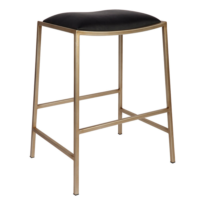 Kai Gold Kitchen Stool - Black Vegan Leather